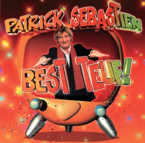 CD cover: Patrick Sebastien inside an orange car with confetti.
