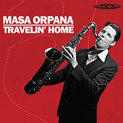 "CD album cover with man playing saxophone against a red background."
