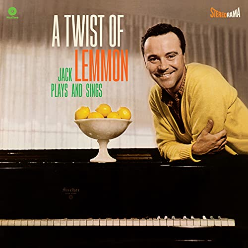 Jack Lemmon album cover featuring a smiling man, lemons, and a piano.