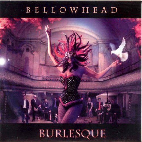 "Bellowhead Burlesque" CD cover featuring a woman in a black corset and feathered mask.