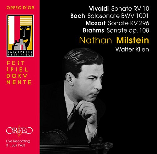 CD cover featuring a black-and-white photo of Nathan Milstein with violin.