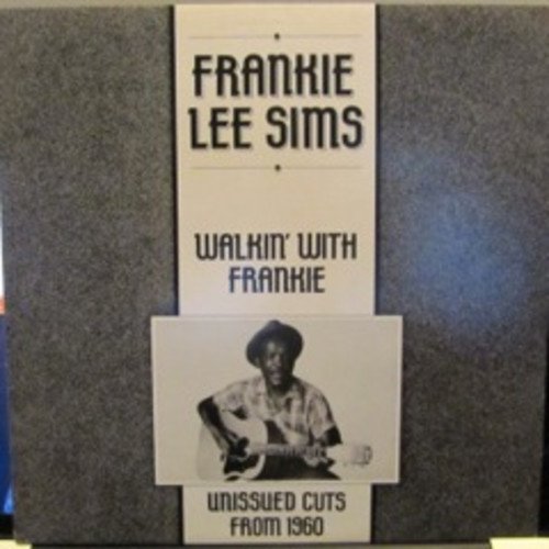 Album cover with Frankie Lee Sims playing guitar, in red, pink, and blue tones.