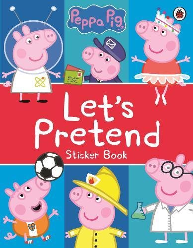 "Peppa Pig sticker book cover featuring Peppa in various costumes against a blue background."