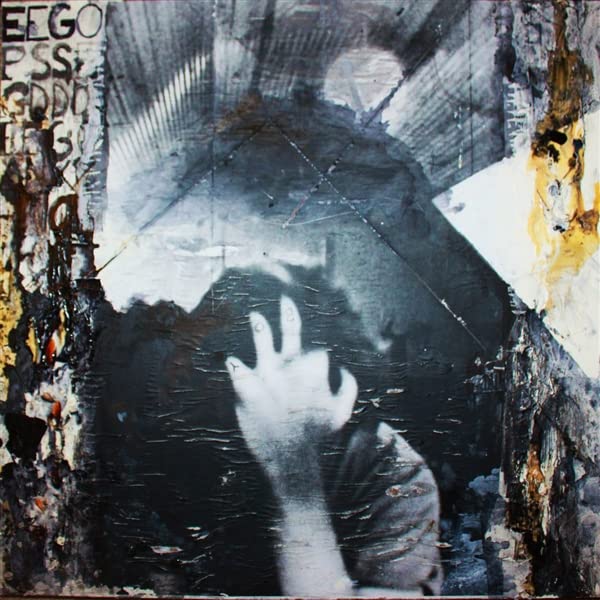 Abstract album cover featuring a distressed, fragmented image of a reaching hand.