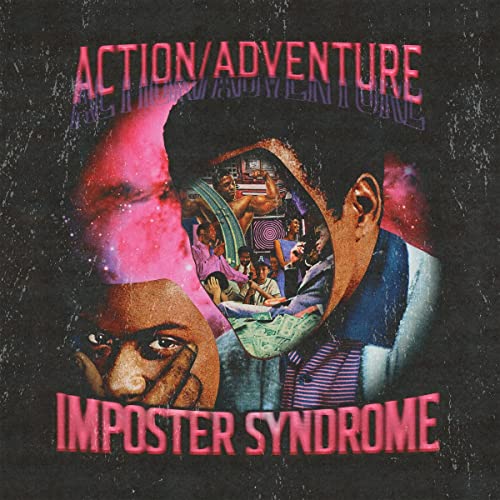 Vinyl album cover: a man’s face with layered, colorful, surreal imagery.