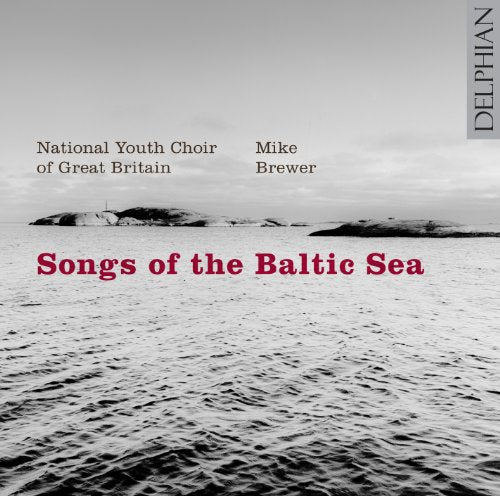 "Album cover with black and white sea image and red title text."