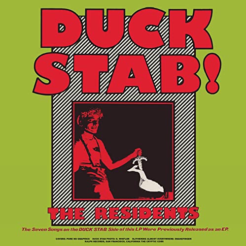 Vinyl cover art showing a person stabbing a duck with the text DUCK STAB.