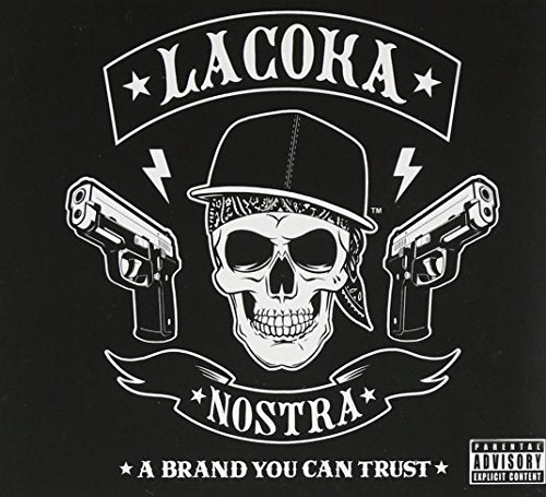 Skull wearing a hat with pistols, album cover for Coka Nostra.