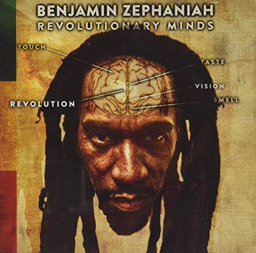 "Album cover featuring a man with dreadlocks and a brain visible on his forehead."