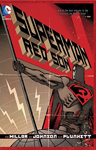 "Superman: Red Son" comic book cover featuring Superman holding a red banner.
