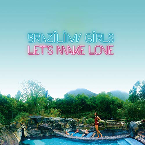 Vinyl album cover with a woman standing near a pool surrounded by lush greenery.