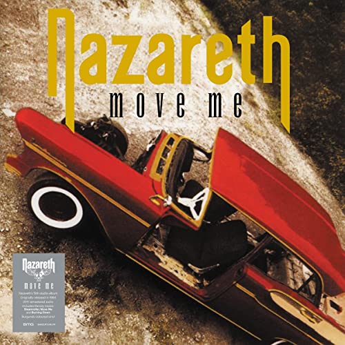 Nazareth album cover, “Move Me,” featuring a crashed vintage red car.
