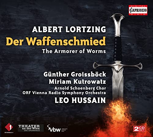 CD cover for Albert Lortzing’s “Der Waffenschmied” opera with sword image.