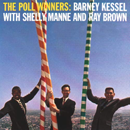 Album cover featuring three musicians holding striped poles against a sky.