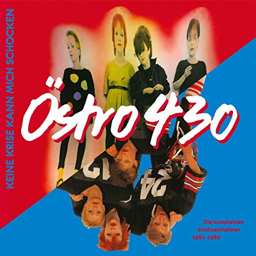 "Ostro 430" vinyl album cover with 5 band members on a red and blue background.