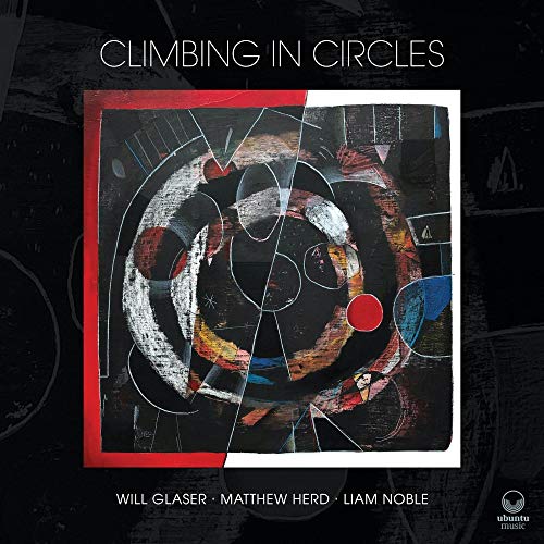 "Album cover with abstract art, featuring 'Climbing in Circles' title and artist names."