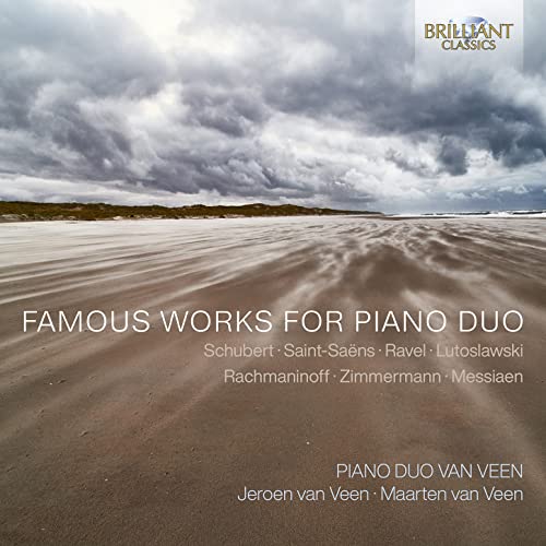 CD cover: stormy beach scene with text listing composers and duo name.