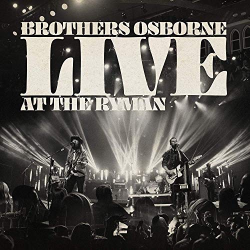 Brothers Osborne live album cover, black and white stage performance photo.
