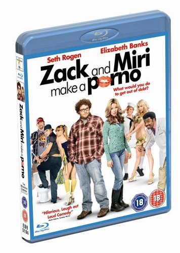 Blu-ray cover for "Zack and Miri Make a Porno" featuring cast members.
