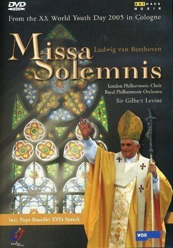 DVD cover featuring Pope Benedict XVI in yellow robes and mitre, with stained glass background.
