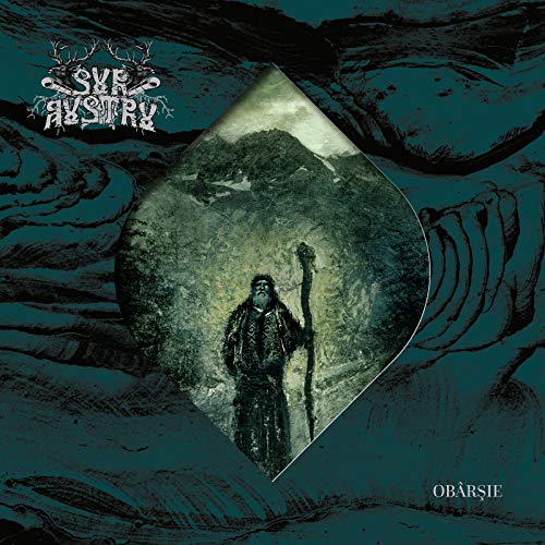 Vinyl record cover: dark, textured landscape with a figure and antlers.