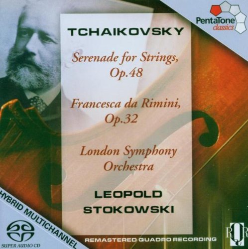 "CD cover with Tchaikovsky's image and text listing musical compositions and orchestra."