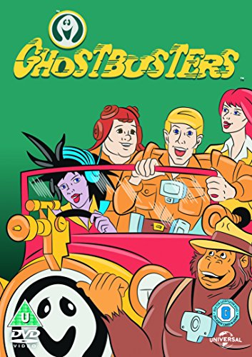 Ghostbusters DVD cover featuring cartoon characters in a red vehicle.