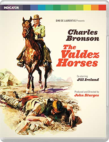 Blu-ray cover for “The Valdez Horses” featuring a cowboy on horseback.