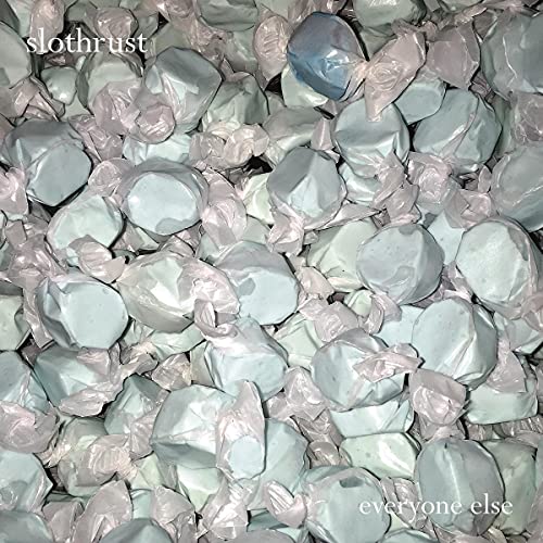 Album cover for Slothrust’s “Everyone Else” featuring blue-wrapped candies.