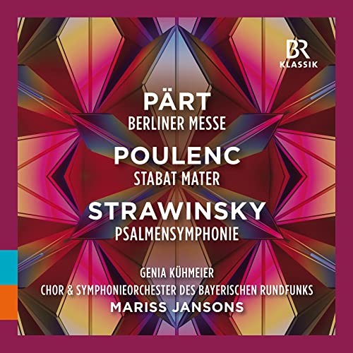 CD cover for choral works by Pärt, Poulenc, and Stravinsky.