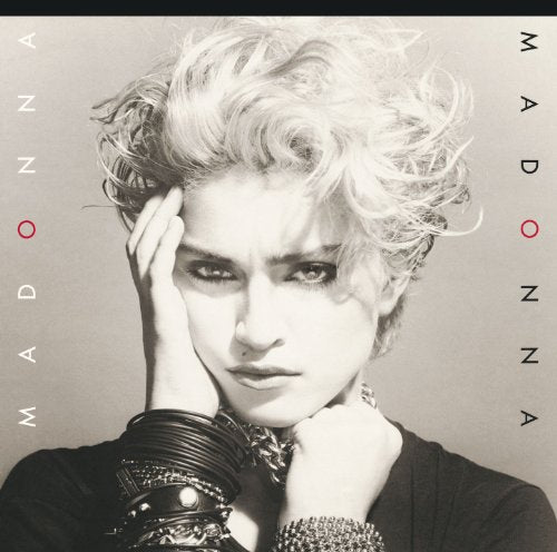 Madonna album cover with a black-and-white portrait of the artist and her name.