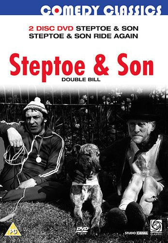 DVD cover for “Steptoe & Son” featuring two men and a dog.