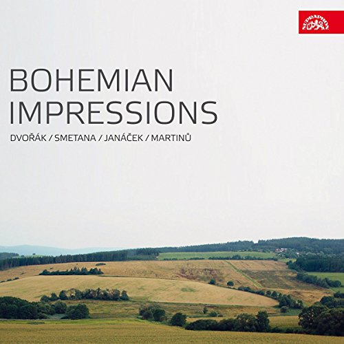 "CD cover with rolling hills and trees, titled 'Bohemian Impressions' in black text."