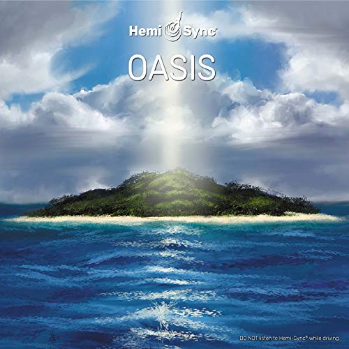 CD cover: tropical island with bright light shining from clouds above.