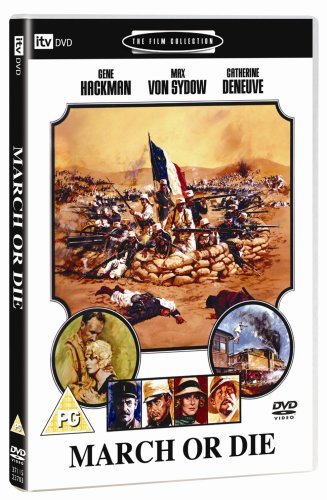 March or Die" DVD cover featuring a battlefield painting and actor portraits.