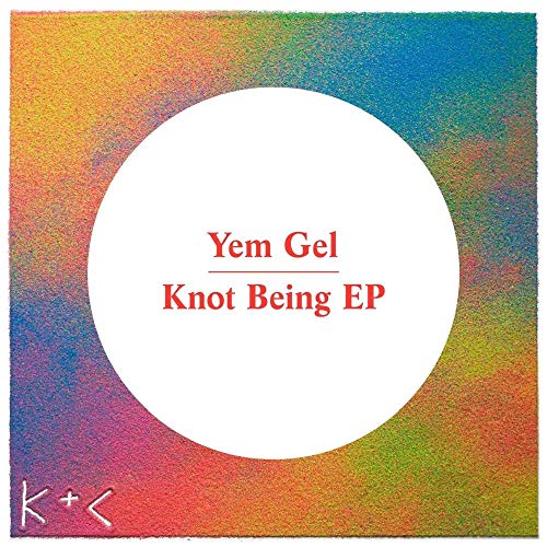 Record cover with colorful, textured background and white central circle.