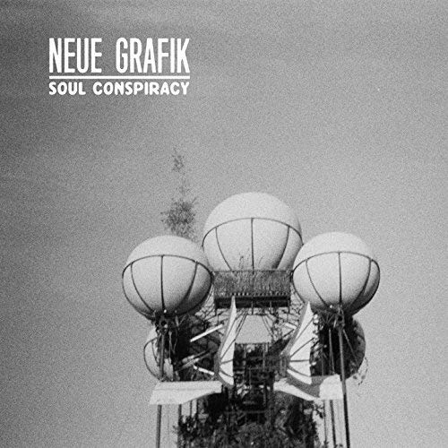 Black and white vinyl album cover featuring a communication tower with balloon-like structures.