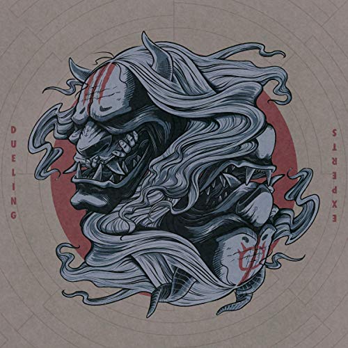 A vinyl record cover featuring a grey, demonic illustration with red accents and text.