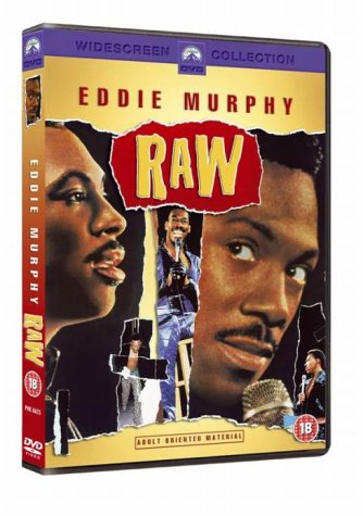 DVD case for "Eddie Murphy Raw" with a collage of Eddie Murphy's images.