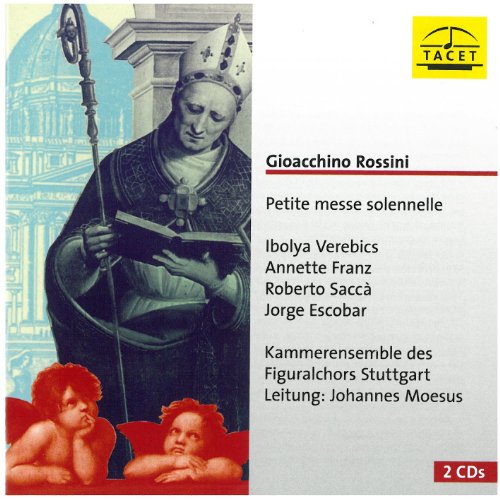 "CD cover featuring a bishop and cherubs, with text and logo."