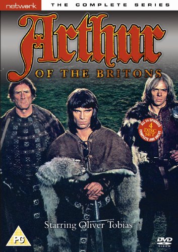 DVD cover for Arthur of the Britons featuring three men in medieval fur costumes.