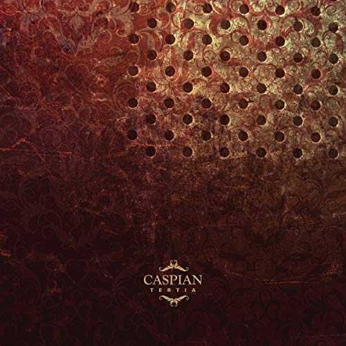 Red and gold textured album cover for Caspian’s “Tertia” vinyl record.