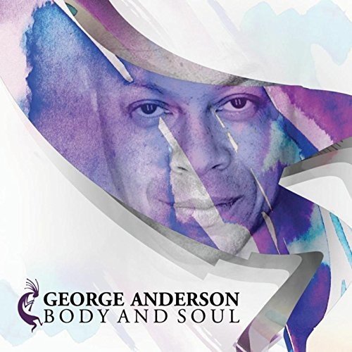 Album cover with a man's portrait in watercolor, purple and blue tones, abstract design.