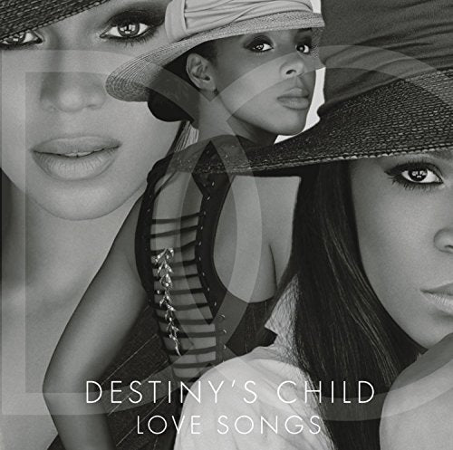 "Black and white image of Destiny's Child album cover with three women wearing hats."