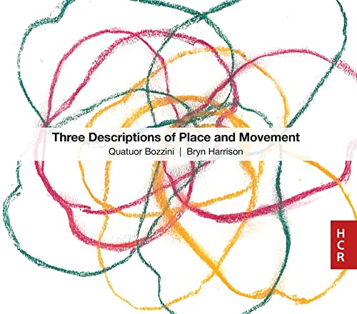 CD cover with abstract colorful scribbles and text: "Three Descriptions...