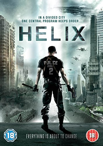 DVD cover for "Helix" featuring a police officer in a dystopian city.