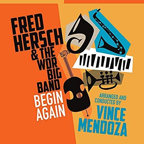 "Album cover with orange background, featuring silhouettes of musical instruments and text."
