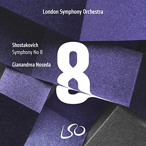 CD cover: Shostakovich Symphony No. 8, London Symphony Orchestra, large white number 8.