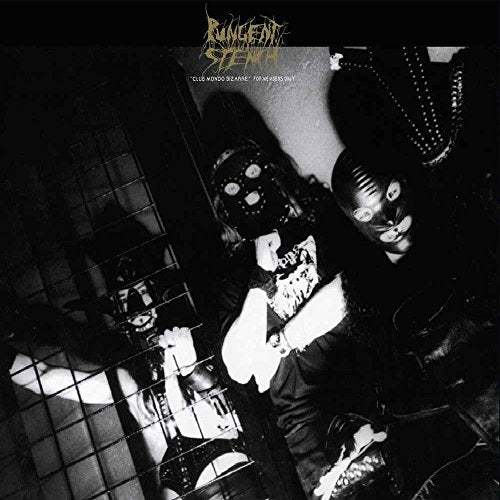 "Pungent Stench album cover featuring black-and-white image of masked figures in a cage."