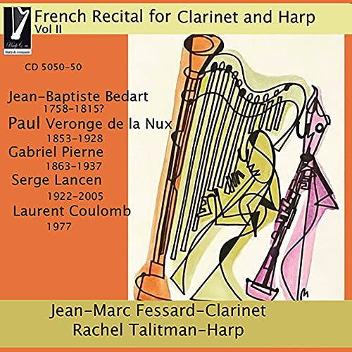 CD cover for “French Recital for Clarinet and Harp, Vol II” with abstract art.